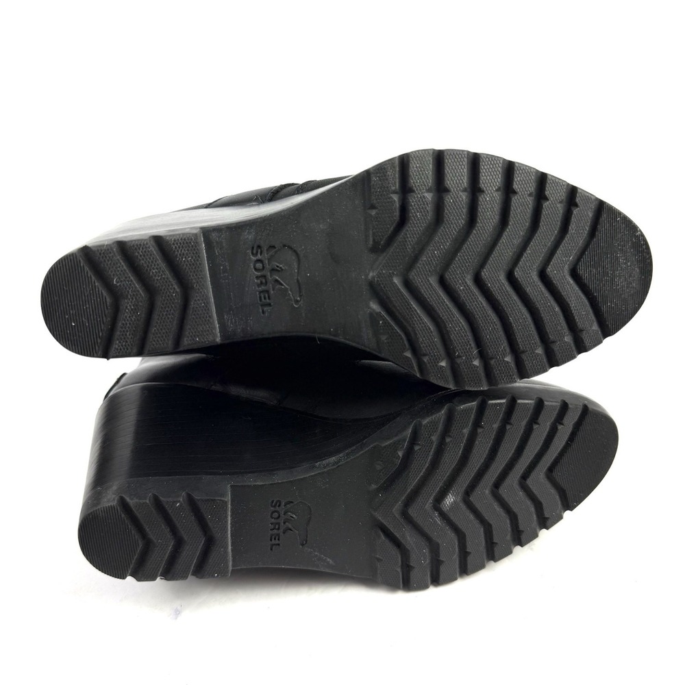 SOREL Black Leather Wedge Ankle Boots with Buckle Straps - Picture 8 of 12